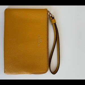 Coach Mustard Yellow Corner Zip Wallet Wristlet